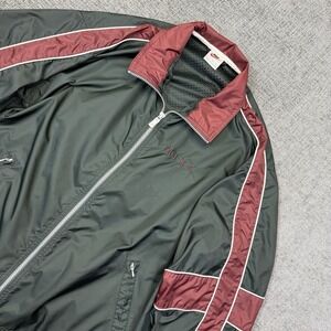 Vtg Nike Spell Out Windbreaker Jacket Mens Large Black Red Full Zip Y2K 90's‎